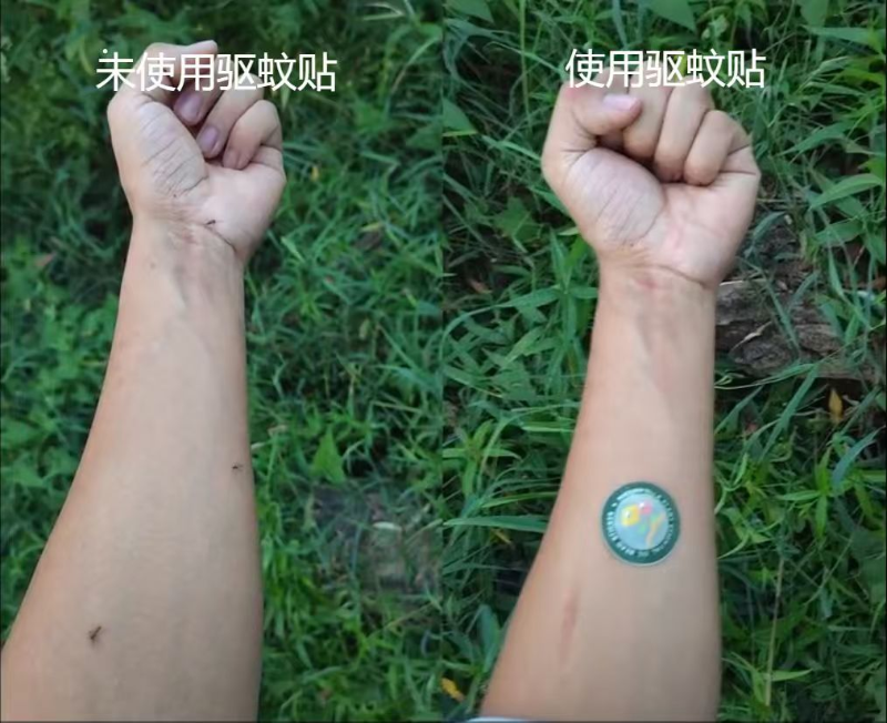 图八.实践团成员在新疆北湾实地测试爆珠驱蚊贴效果.png